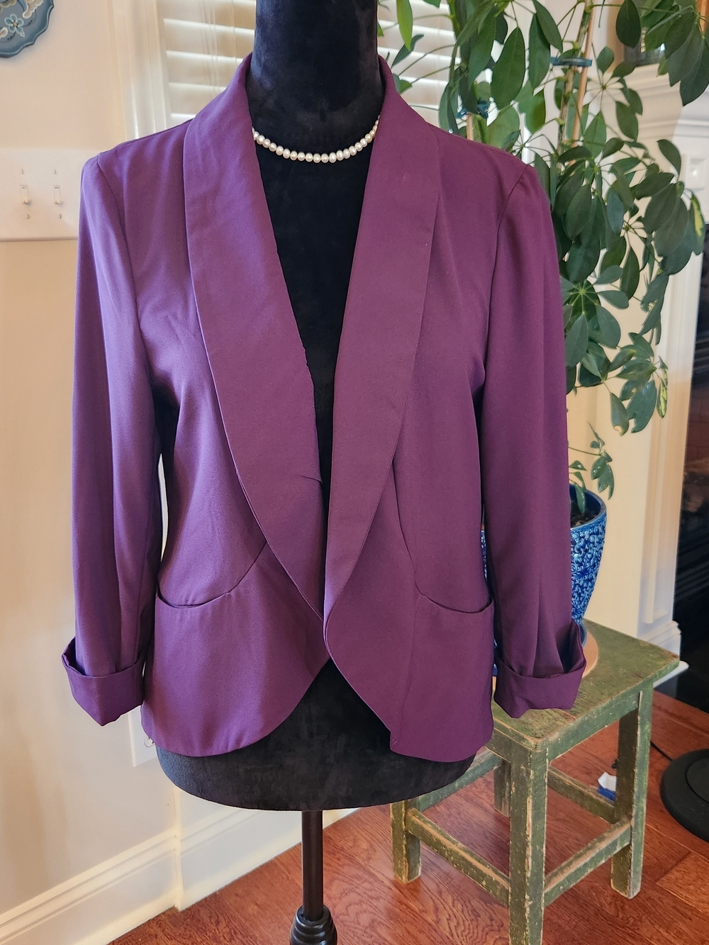 Candie's Plum Open-Front Blazer Jacket